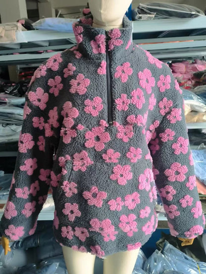 Quarter-Zip Sherpa Sweatshirt - Bitsy Gypsy Boutique