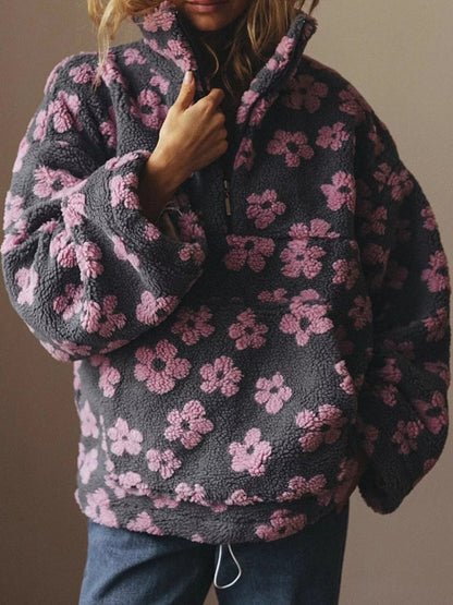 Quarter-Zip Sherpa Sweatshirt - Bitsy Gypsy Boutique
