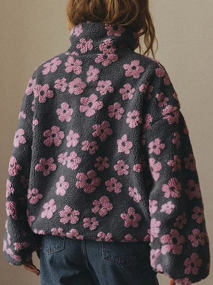 Quarter-Zip Sherpa Sweatshirt - Bitsy Gypsy Boutique