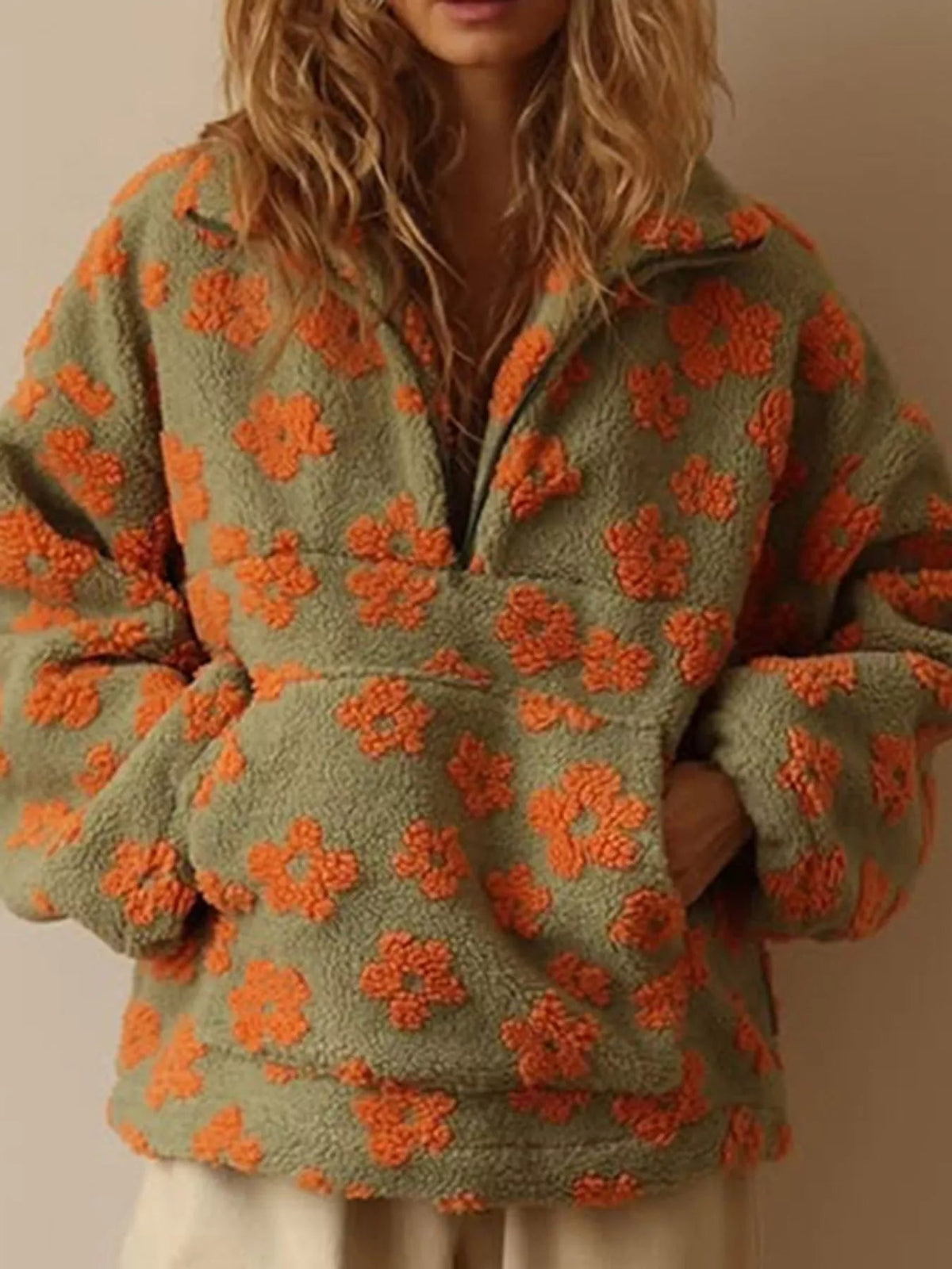 Quarter-Zip Sherpa Sweatshirt - Bitsy Gypsy Boutique