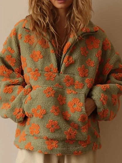Quarter-Zip Sherpa Sweatshirt - Bitsy Gypsy Boutique