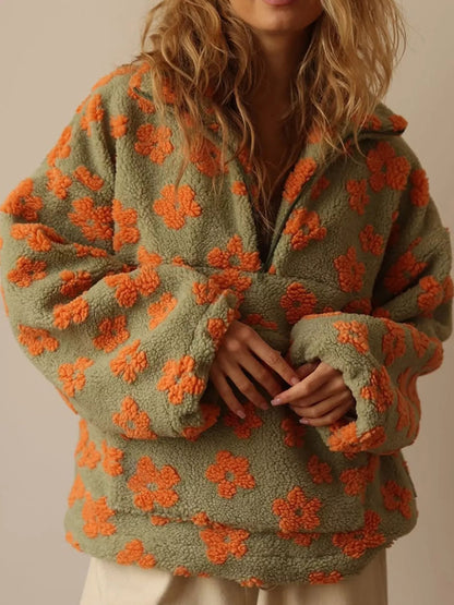 Quarter-Zip Sherpa Sweatshirt - Bitsy Gypsy Boutique