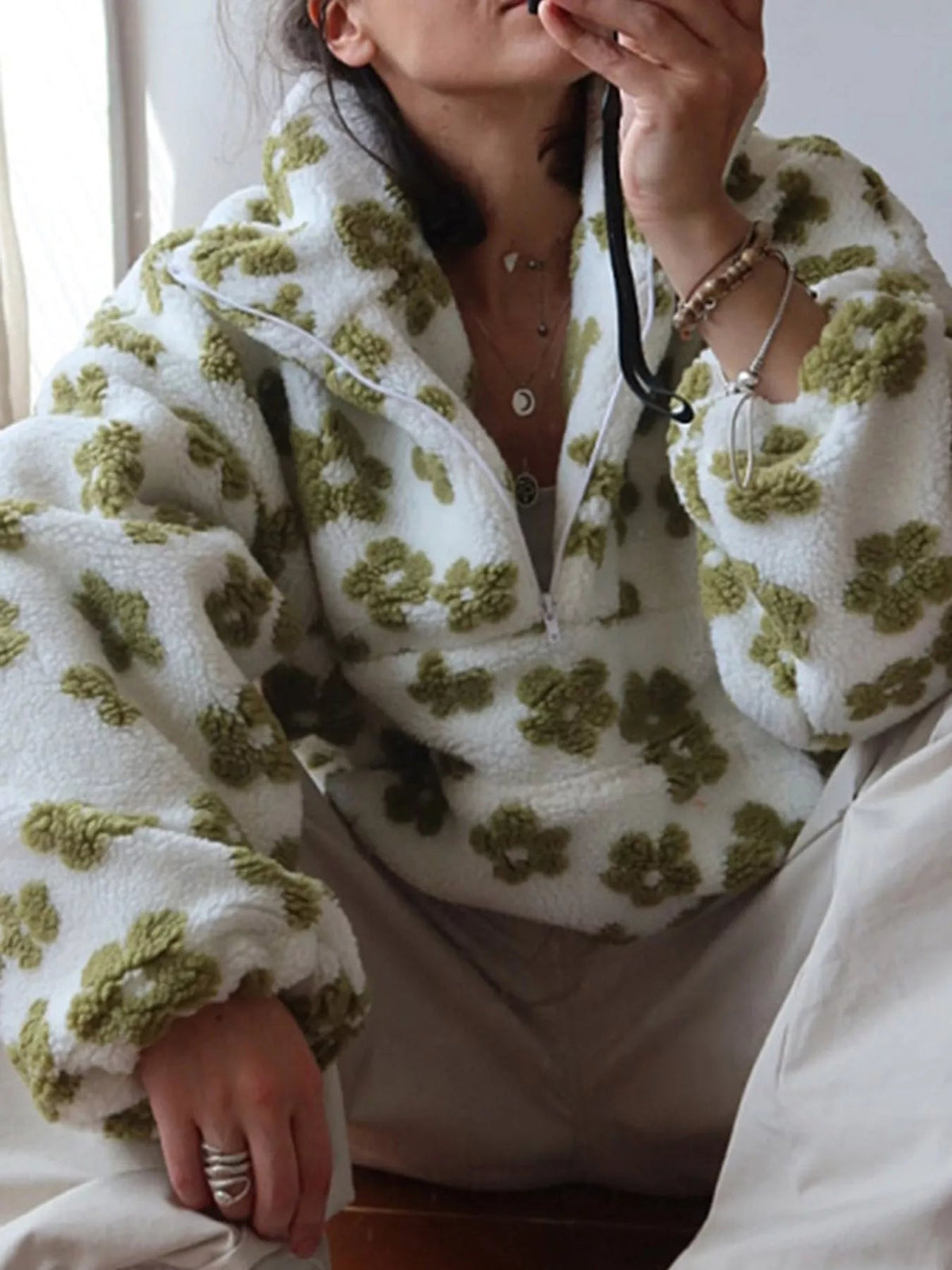 Quarter-Zip Sherpa Sweatshirt - Bitsy Gypsy Boutique