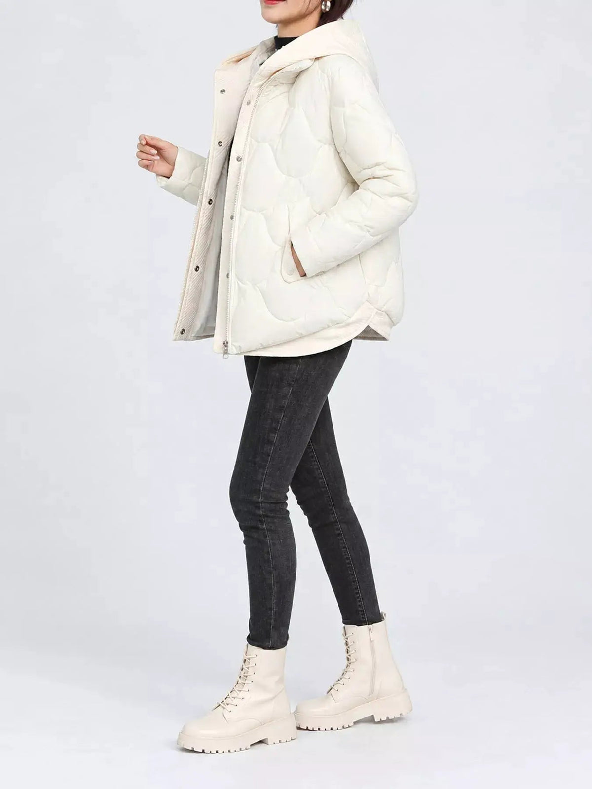 Quilted Hooded Puffer Jacket With Zipper Pockets - Bitsy Gypsy Boutique