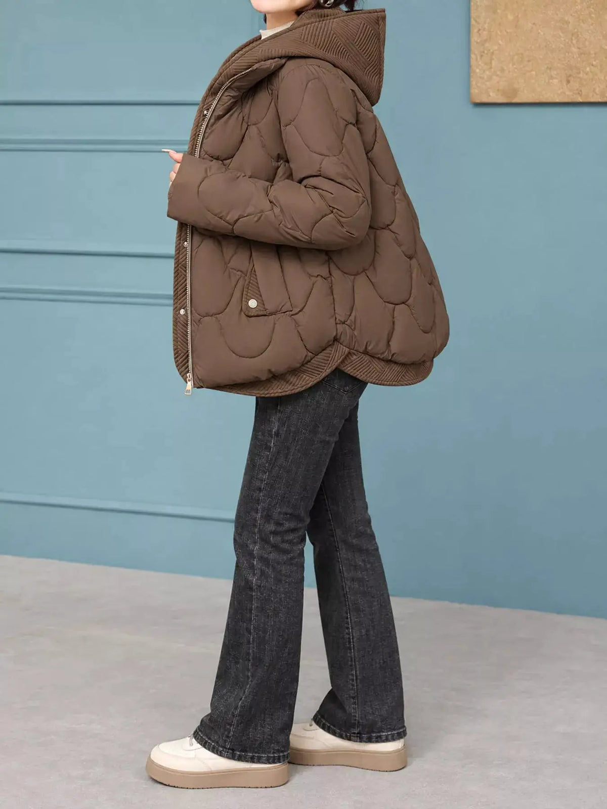 Quilted Hooded Puffer Jacket With Zipper Pockets - Bitsy Gypsy Boutique