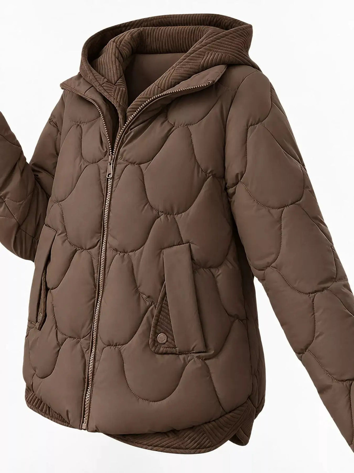 Quilted Hooded Puffer Jacket With Zipper Pockets - Bitsy Gypsy Boutique