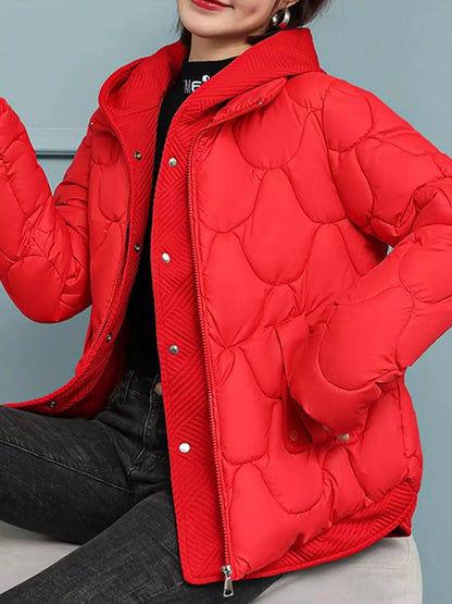 Quilted Hooded Puffer Jacket With Zipper Pockets - Bitsy Gypsy Boutique