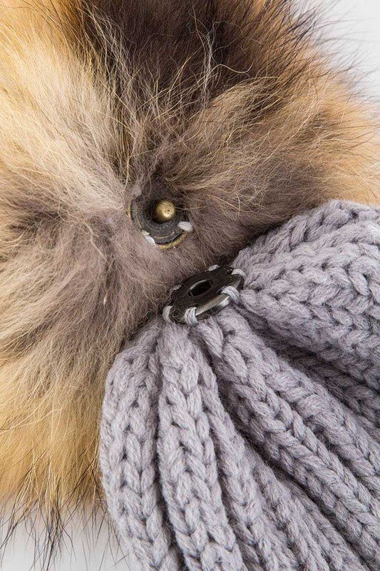Raccoon Fur PomPom Beanie - Bitsy Gypsy Boutique