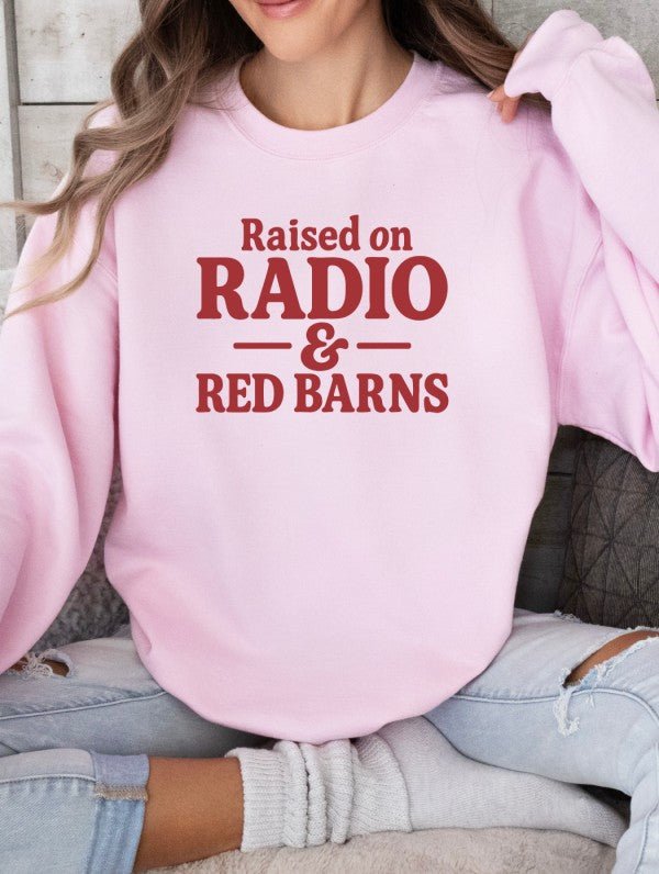 Raised on Radio & Red Barns graphic crewneck - Bitsy Gypsy Boutique
