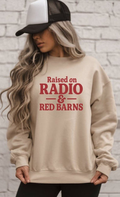 Raised on Radio & Red Barns graphic crewneck - Bitsy Gypsy Boutique