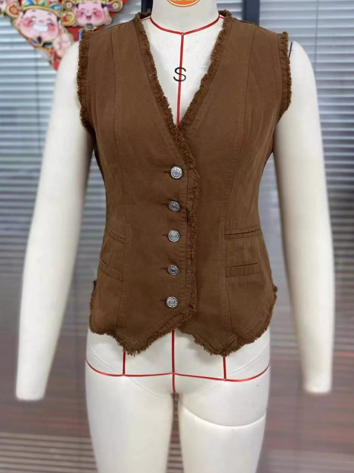 Raw Hem Button Up Vest - Bitsy Gypsy Boutique
