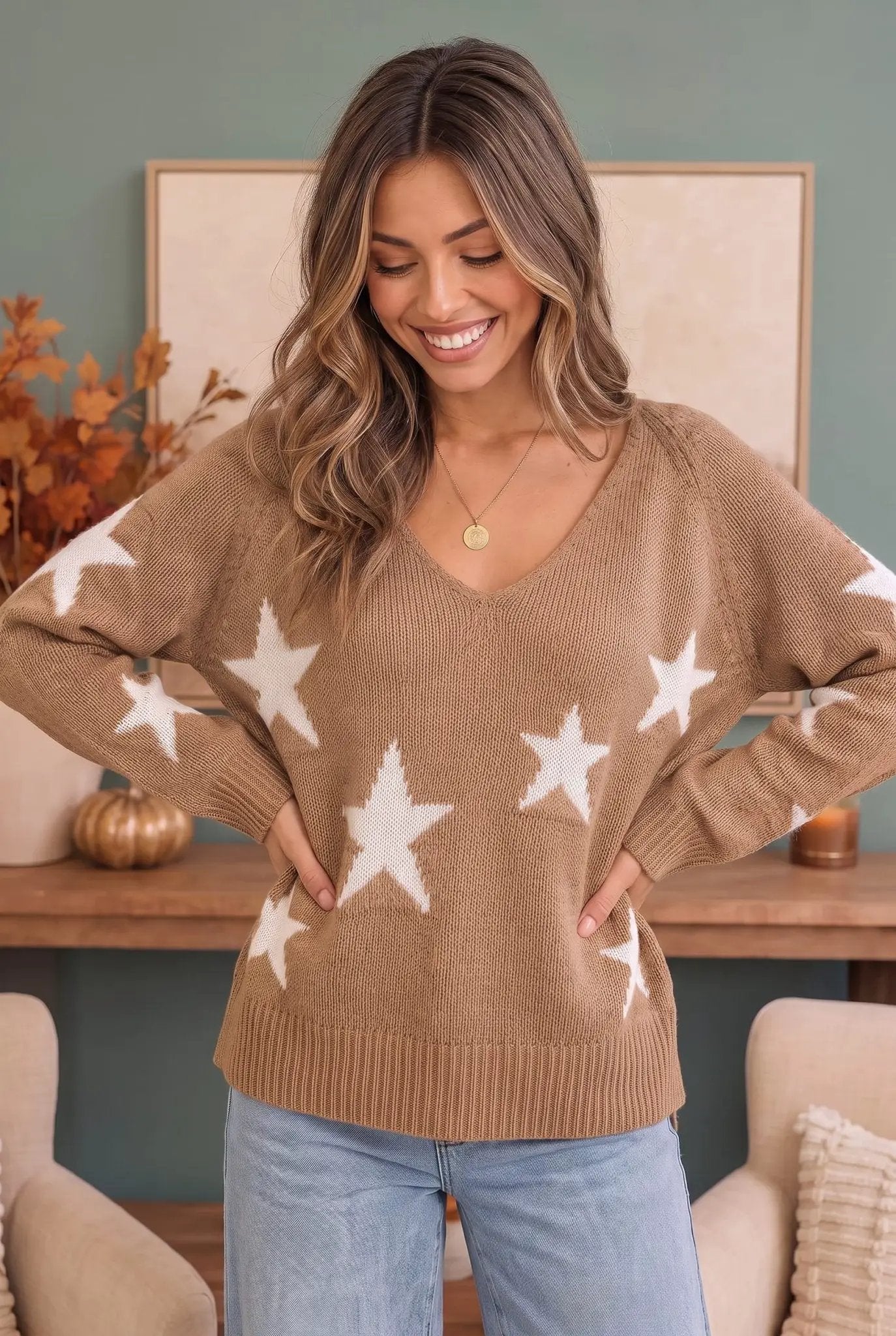 Reach For The Stars V Neck Sweater by Kye Mi
