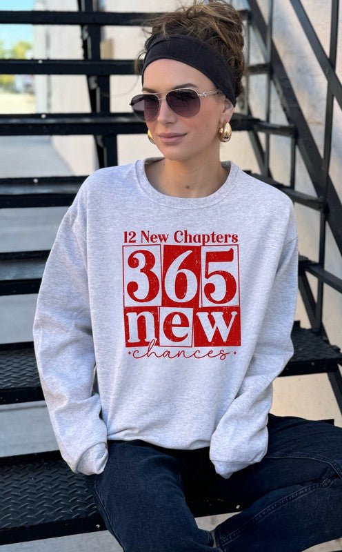 Red 12 New Chapters 365 New Crew Sweatshirt - Bitsy Gypsy Boutique