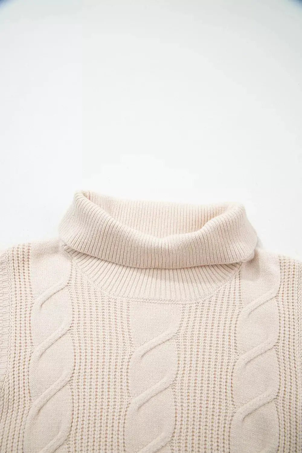 Red Cable Knit Turtleneck Ruffled Short Sleeve Sweater - Bitsy Gypsy Boutique