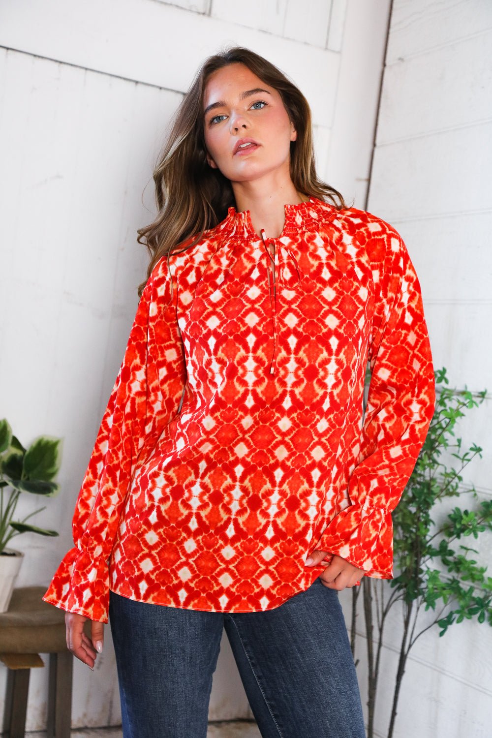 Red Hot Ruffles Woven Blouse - Bitsy Gypsy Boutique