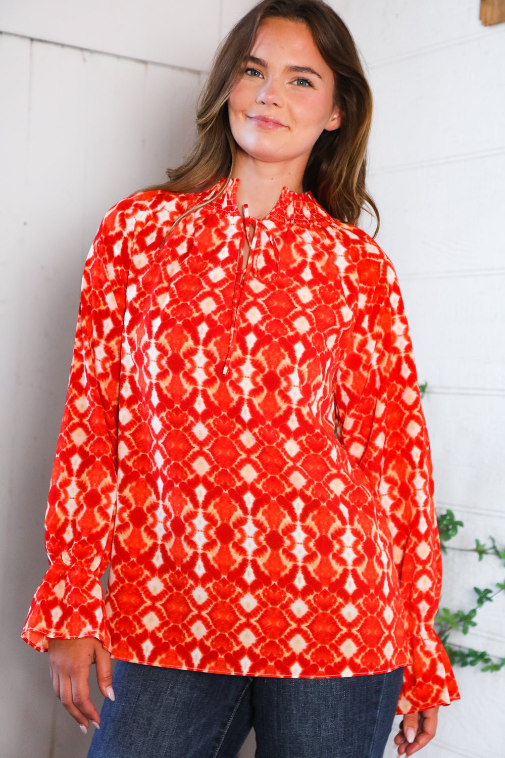 Red Hot Ruffles Woven Blouse - Bitsy Gypsy Boutique