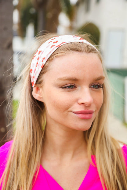 Red & Pink Heart Print Stretchy Twist Headband - Bitsy Gypsy Boutique