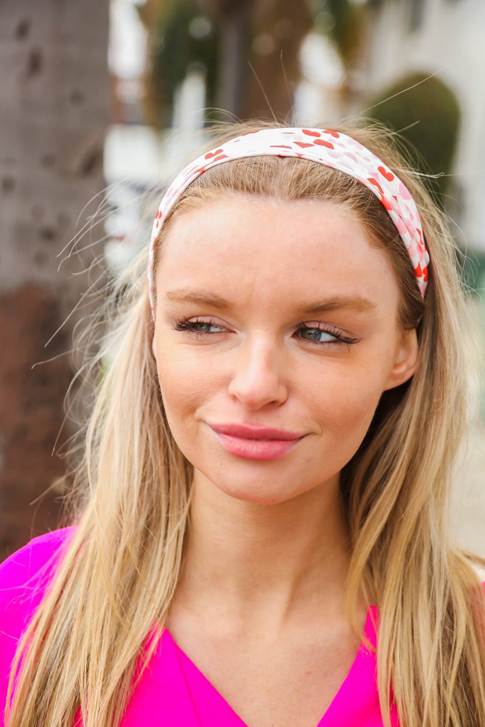 Red & Pink Heart Print Stretchy Twist Headband - Bitsy Gypsy Boutique