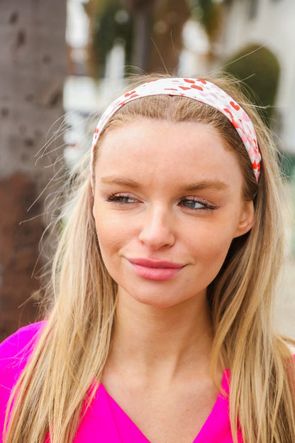 Red & Pink Heart Print Stretchy Twist Headband - Bitsy Gypsy Boutique