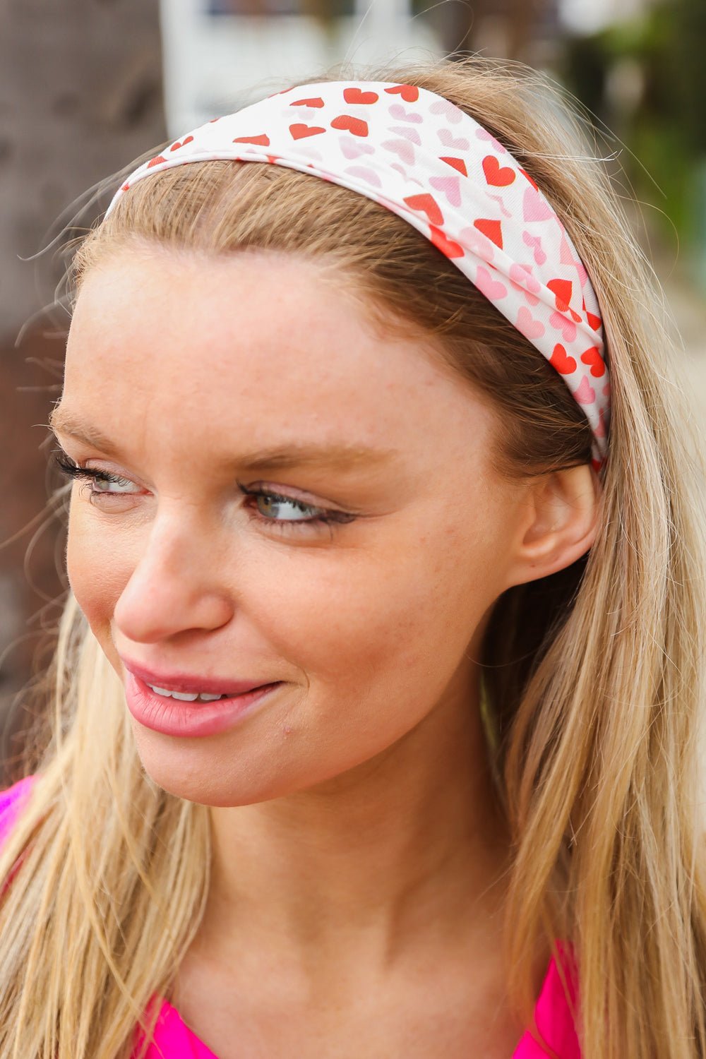 Red & Pink Heart Print Stretchy Twist Headband - Bitsy Gypsy Boutique