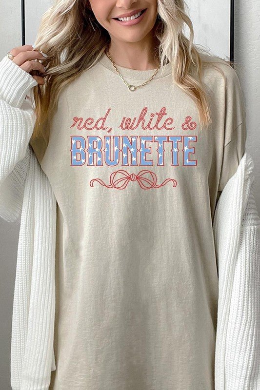 Red White and Brunette Plus Heavy Cotton Tee - Bitsy Gypsy Boutique