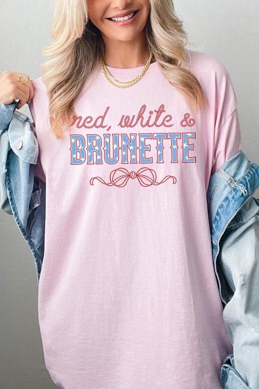 Red White and Brunette Plus Heavy Cotton Tee - Bitsy Gypsy Boutique