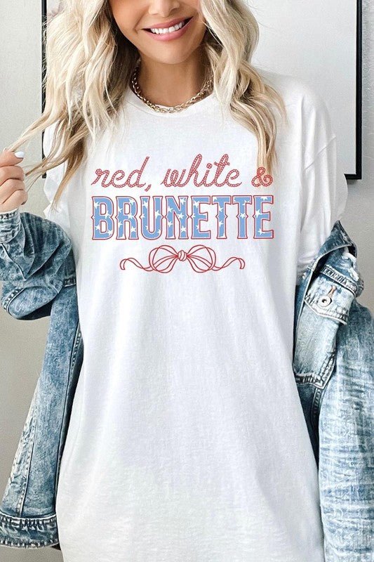 Red White and Brunette Plus Heavy Cotton Tee - Bitsy Gypsy Boutique