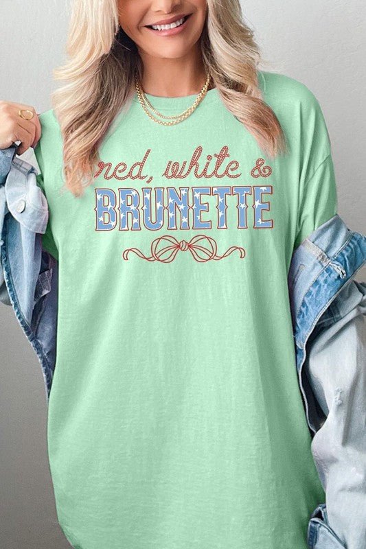 Red White and Brunette Plus Heavy Cotton Tee - Bitsy Gypsy Boutique