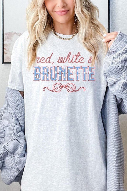 Red White and Brunette Plus Heavy Cotton Tee - Bitsy Gypsy Boutique