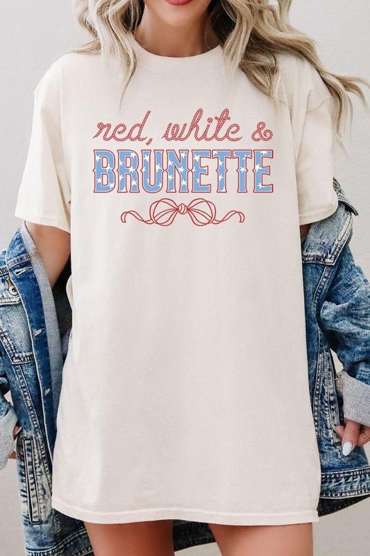 Red White and Brunette Plus Heavy Cotton Tee - Bitsy Gypsy Boutique