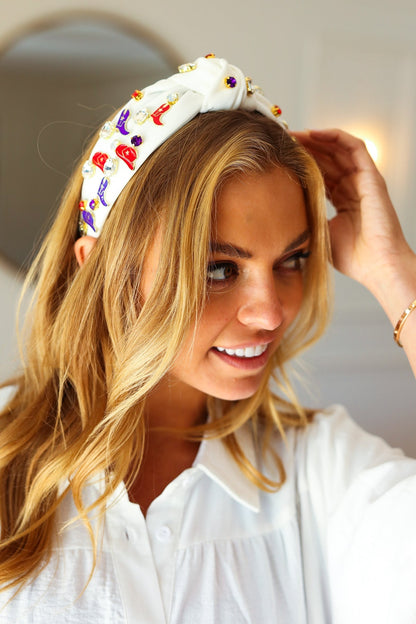Red White & Blue Gem Cowboy Embellished Top Knot Headband - Bitsy Gypsy Boutique