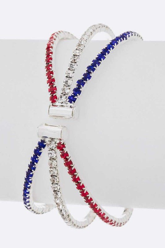 Red White Blue Rhinestone Cuff - Bitsy Gypsy Boutique