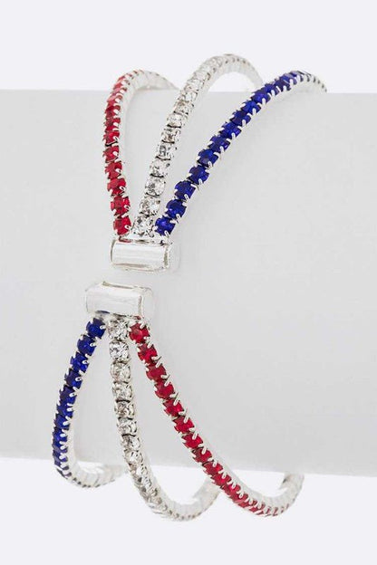Red White Blue Rhinestone Cuff - Bitsy Gypsy Boutique