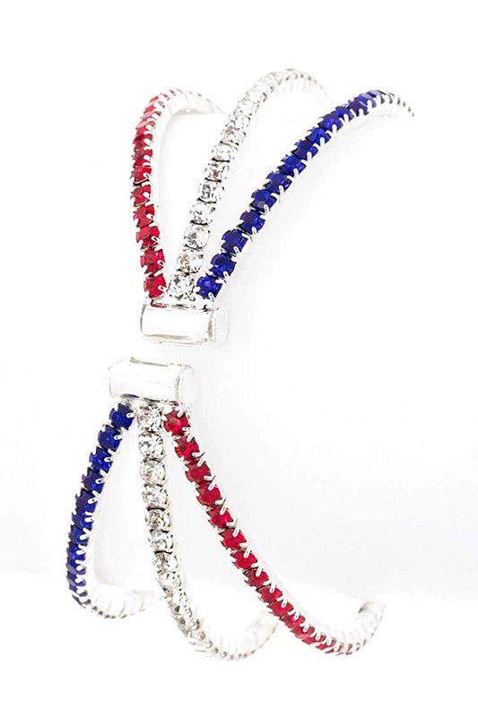 Red White Blue Rhinestone Cuff - Bitsy Gypsy Boutique