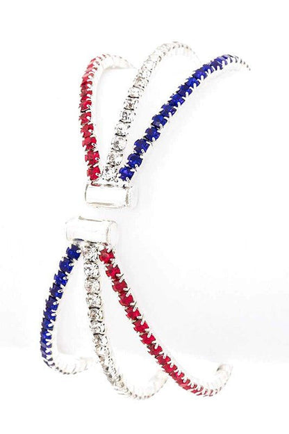 Red White Blue Rhinestone Cuff - Bitsy Gypsy Boutique