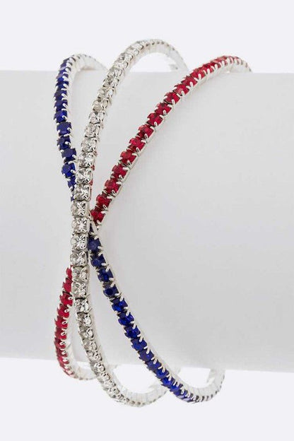 Red White Blue Rhinestone Cuff - Bitsy Gypsy Boutique