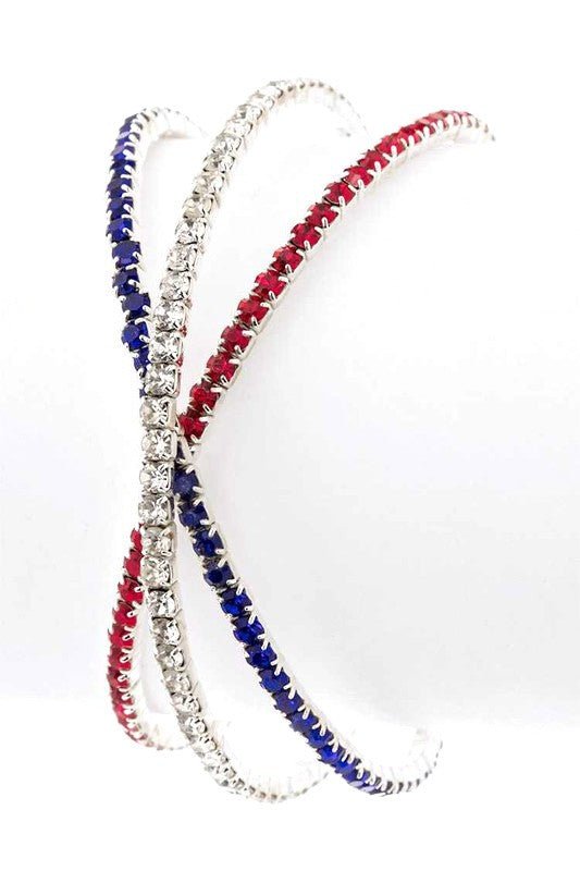 Red White Blue Rhinestone Cuff - Bitsy Gypsy Boutique
