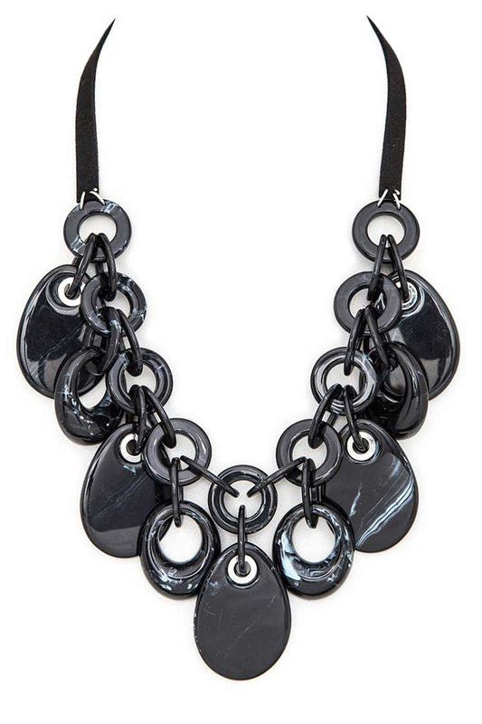 Resin Fringe Disk Statement Necklace - Bitsy Gypsy Boutique