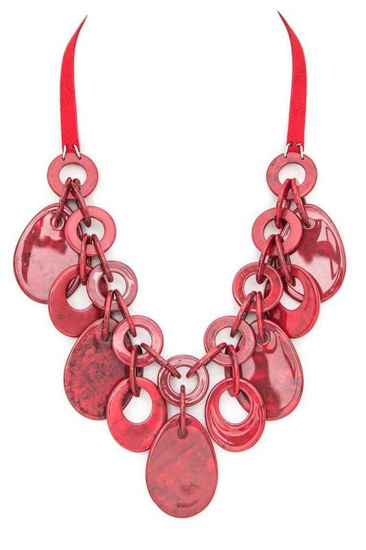 Resin Fringe Disk Statement Necklace - Bitsy Gypsy Boutique