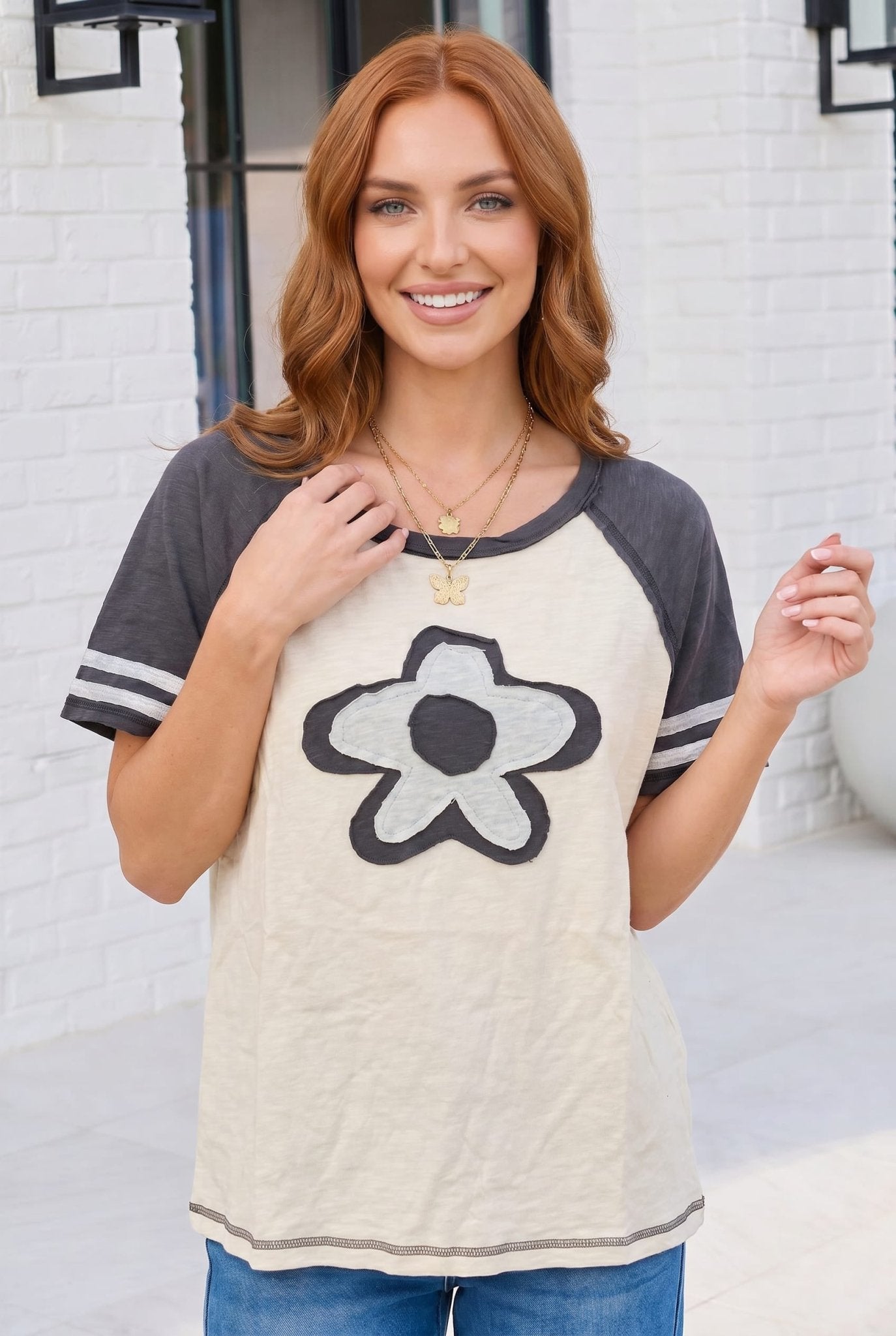 Retro Flower Power Baseball Tee - Bitsy Gypsy Boutique