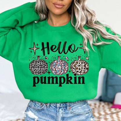 Retro hello pumpkin women's fall sweatshirt - Bitsy Gypsy Boutique
