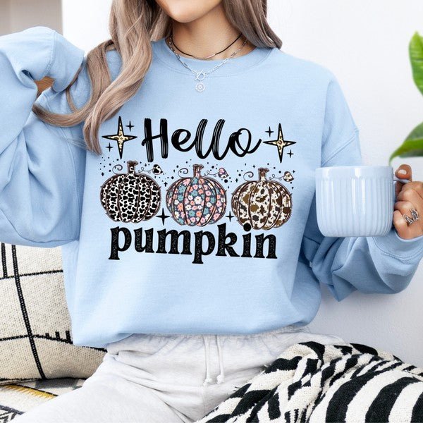Retro hello pumpkin women's fall sweatshirt - Bitsy Gypsy Boutique