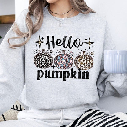 Retro hello pumpkin women's fall sweatshirt - Bitsy Gypsy Boutique
