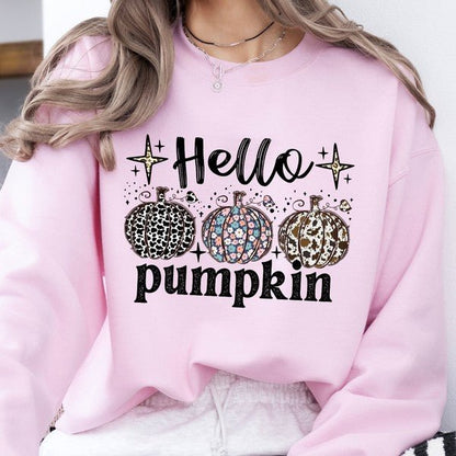 Retro hello pumpkin women's fall sweatshirt - Bitsy Gypsy Boutique