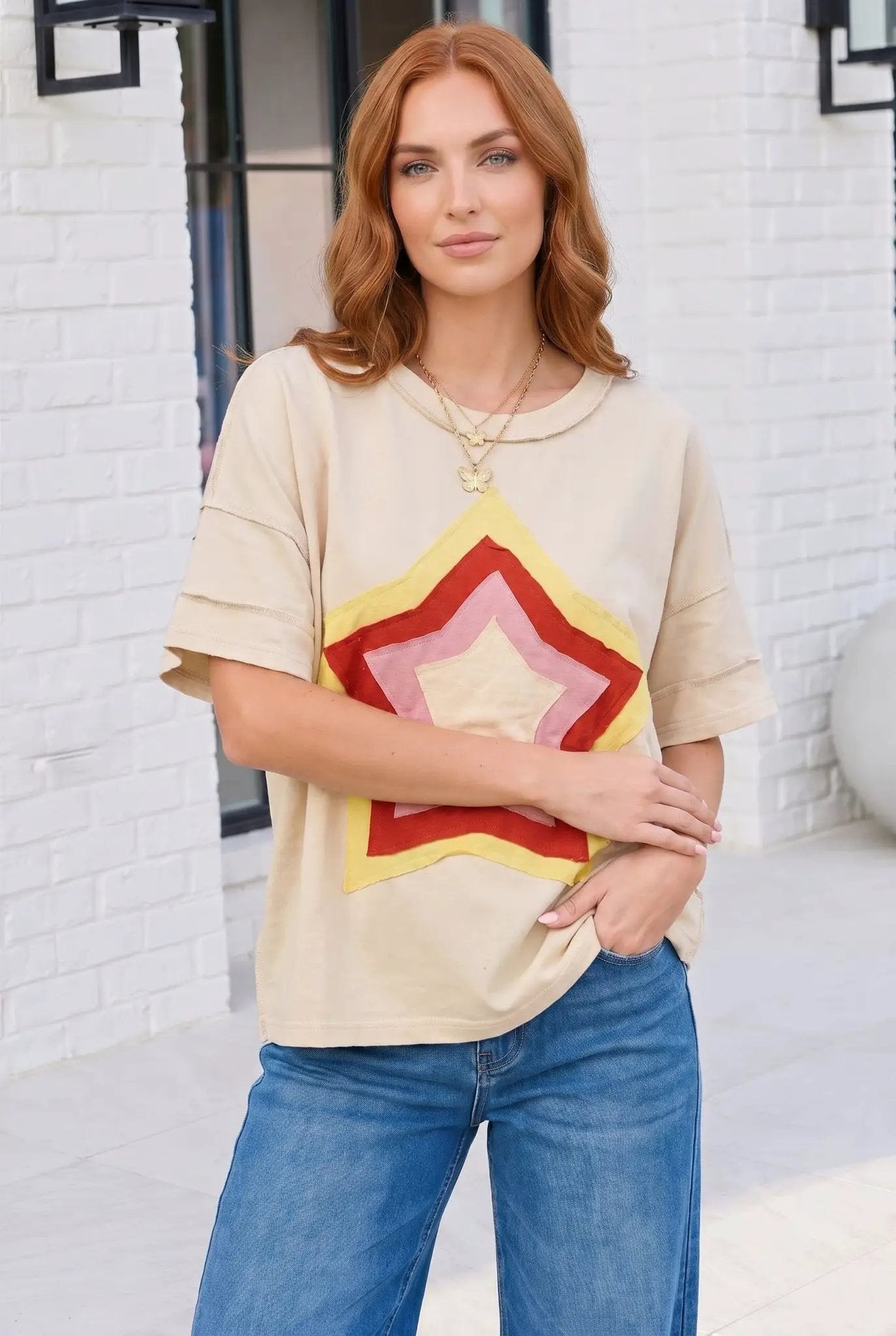Retro Rainbow Star Oversized Tee by Haptics