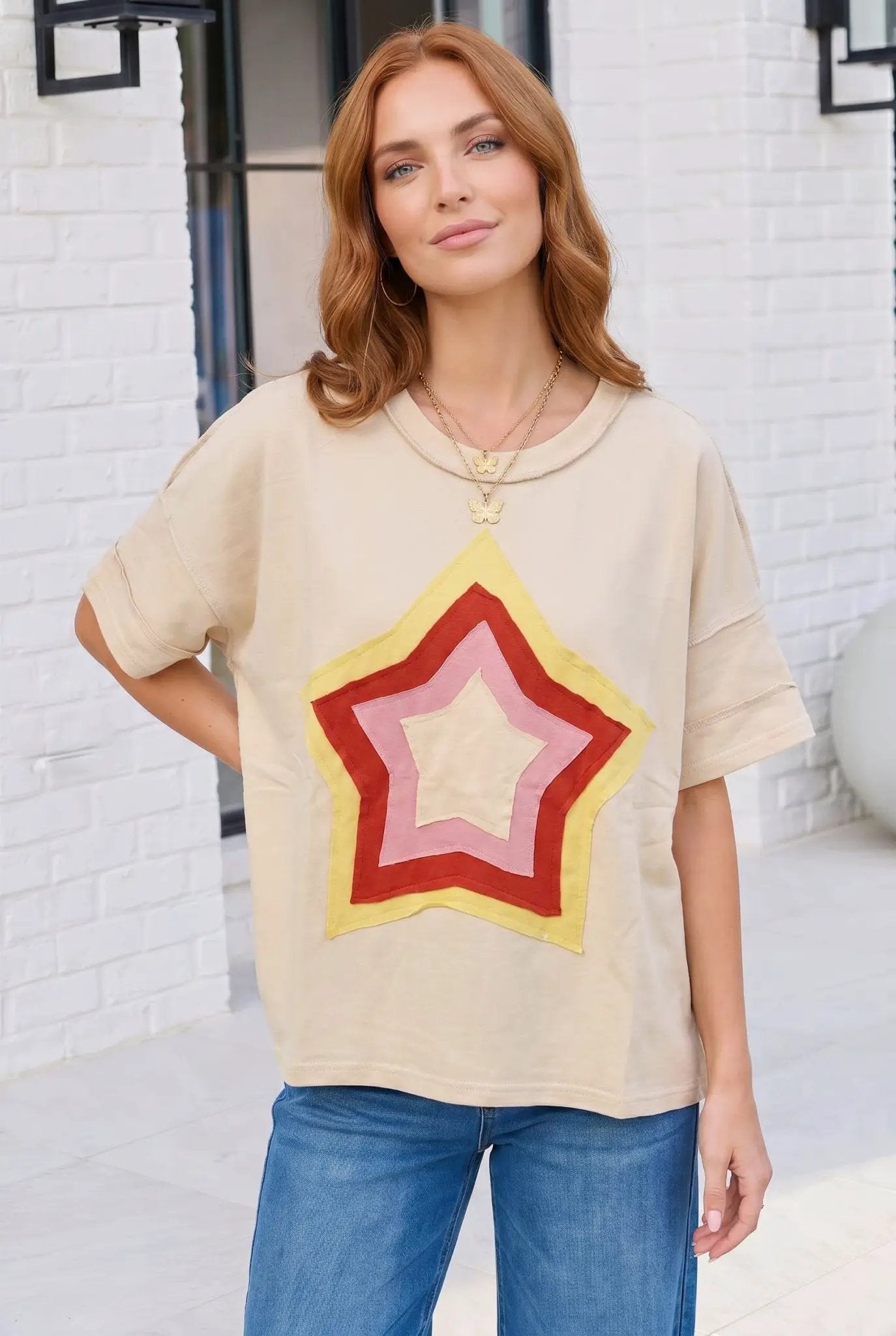 Retro Rainbow Star Oversized Tee by Haptics