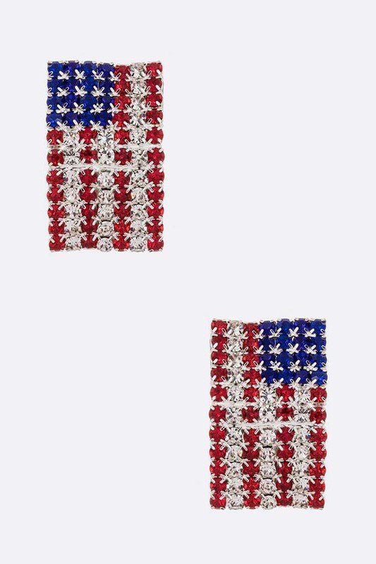 Rhinestone American Flag Earrings - Bitsy Gypsy Boutique