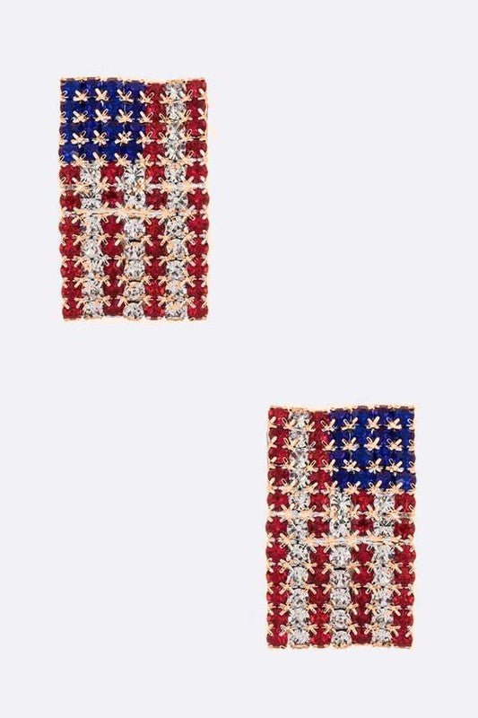 Rhinestone American Flag Earrings - Bitsy Gypsy Boutique