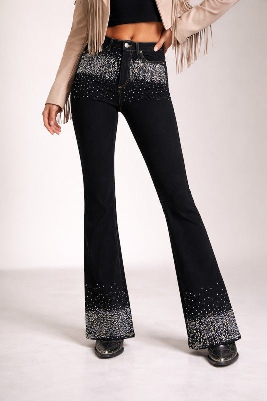 Rhinestone Boot Cut Jean in Black Denim - Bitsy Gypsy Boutique