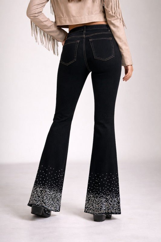 Rhinestone Boot Cut Jean in Black Denim - Bitsy Gypsy Boutique